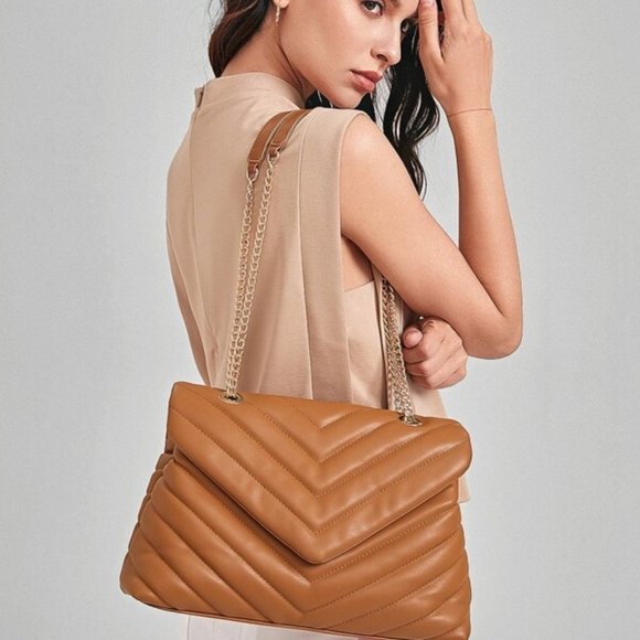 TAN / BLACK / CARMEL ELEGANT CHIC BAG - Picture 1 of 15